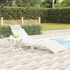 vidaXL Șezlong, alb, 184x55x64 cm, lemn masiv de acacia 363281