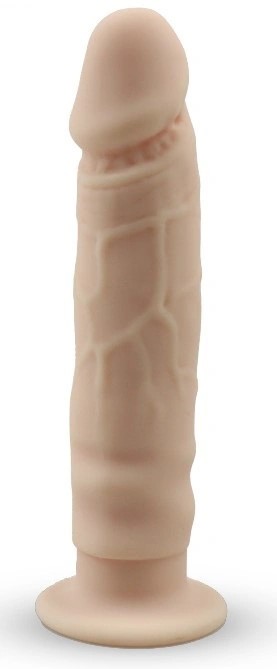 Mini Dildo Real Thing cu Ventuza, Silicon, Natural, 14 cm, Mokko Toys