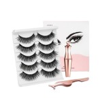 Set 5 Perechi Gene False Magnetice Makeup, Tus Magnetic + Aplicator, #029, Volum &amp; Alungire