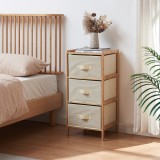 Kommode Maldon mit 3 Stoffschubladen 79x37x35 cm Natur/Beige [en.casa]