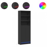 Cumpara ieftin Dulap inalt cu LED negru 69x32,5x200 cm lemn prelucrat