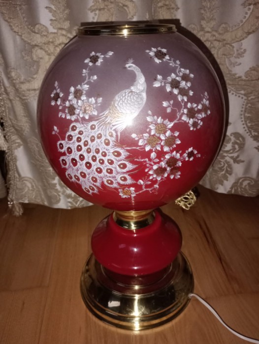 Lampa franceza dimensiuni mari din sticla pictata manual