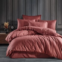 Lenjerie pat dublu,jacquard 100% bumbac,6 piese,rosie,ARTA V2-A513 foto