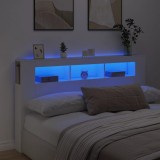 VidaXL Tăblie de pat cu LED, alb, 180x18,5x103,5 cm, lemn