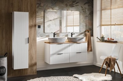 Set Mobilier baie, din MDF, 5 piese, 120 cm, Adel alb foto