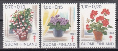 Finlanda 1981 - Prevenirea tuberculozei - Flori, MNH foto