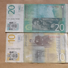 Serbia Lot nr. 3 - Bancnote 10 si 20 Dinari 2013