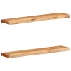 Rafturi perete vidaXL, 2 buc, 80x20x3.5 cm, lemn masiv acacia, maro, rafturi suspendate, etajere design, economie spatiu