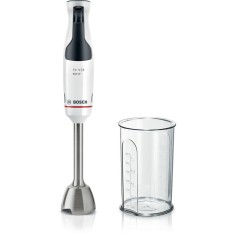 Mixer vertical ErgoMaster MSM4W210, 600 W, cutit 4 lame si functie antisplash, cuplaj ceramic, picior mixare inoxidabil, pahar de masurare, Alb/ negru