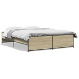 Cumpara ieftin Cadru de pat, stejar sonoma, 150x200cm, lemn prelucrat si metal