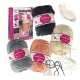 Set 4 ghemuri fire pentru crosetat si tricotat, 70% poliester si 30% acril, culori combinate crem, gri, negru, somon, 50 g ghem, 60 m lungime, perfect