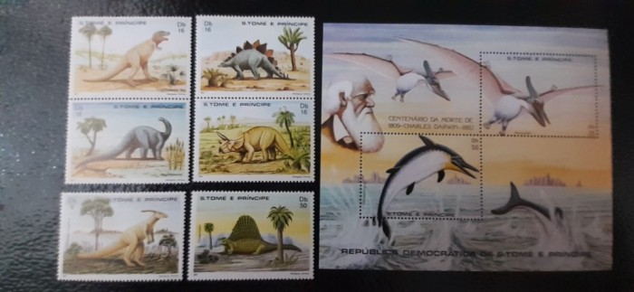 Sao Tome si Principe-Fauna,fauna preistorica,dinozauri-serie completa si colita,nestampilate MNH (C1)