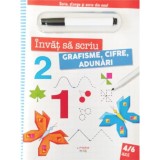 Invat sa scriu, Grafisme, cifre, adunari, Scrie, sterge si scrie din nou