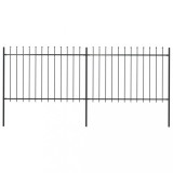 vidaXL Gard de grădină cu v&acirc;rf suliță, negru, 3,4 x 1,2 m, oțel