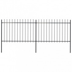 vidaXL Gard de grădină cu vârf suliță, negru, 3,4 x 1,2 m, oțel