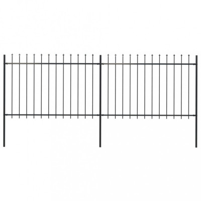 vidaXL Gard de grădină cu v&amp;acirc;rf suliță, negru, 3,4 x 1,2 m, oțel foto