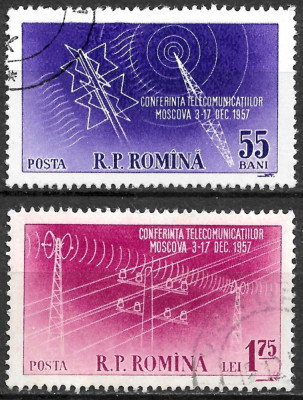 ROM&amp;Acirc;NIA 1958 - LP 451 - CONFERINȚA TELECOMUNICAȚIILOR MOSCOVA - SERIE UZATĂ (R6) foto