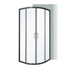 Cabină de duș curbată Spirit Clear 80x80x180 cm, fără cădiță de duș, neagră