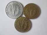 Lot 3 monede colectie Africa de Vest in stare foarte buna,vedeti imaginile, Cupru-Nichel