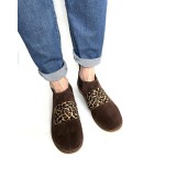 Ghete din piele intoarsa cu talpa joasa Mare Brown