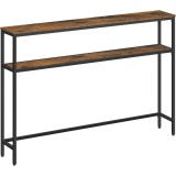 Masa consola ingusta VASAGLE cu 2 rafturi, stil industrial, 120x20x80 cm