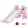 AIYAPLAY Tobogan pentru copii 3 &icirc;n 1 &icirc;n formă de girafă cu coș de baschet, cățărare și minge, 106 x 51,5 x 52 cm, roz | Aosom Romania
