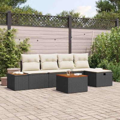 vidaXL Set de canapele pentru grădină 6 pcs Negru 55 x 62 x 69 cm 3360956 foto