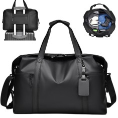 Geanta umar Versatyx&reg;, Calatorii &amp; Fitness, 47x22x31cm, Piele Ecologica, Impermeabila &amp; Spatioasa, Buzunare multiple, Compatibil bagaj mana cabina avi