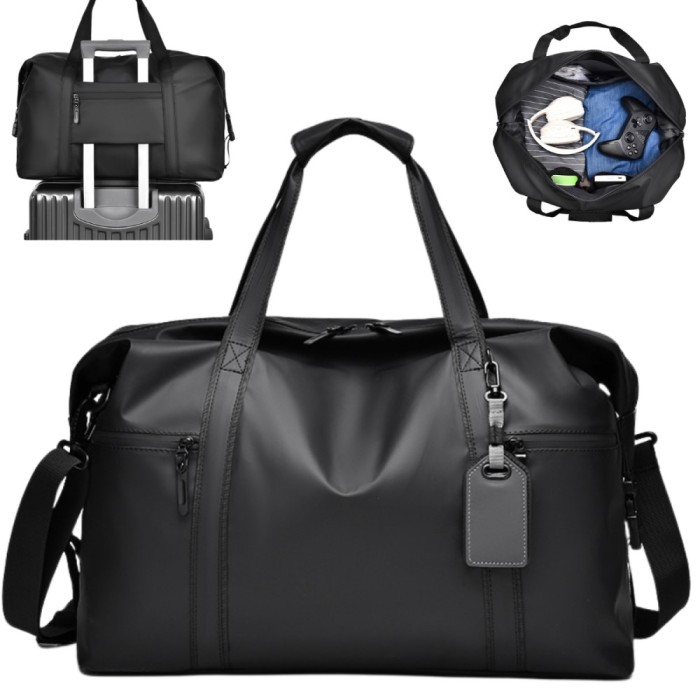 Geanta umar Versatyx&reg;, Calatorii &amp; Fitness, 47x22x31cm, Piele Ecologica, Impermeabila &amp; Spatioasa, Buzunare multiple, Compatibil bagaj mana cabina avi