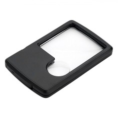 Lupă cu LED, Mărire x6 și x3, Negru, 5.5x1x8.5 cm, Baterii Incluse