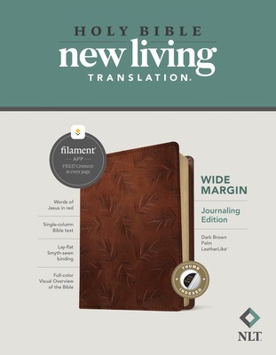 NLT Wide Margin Bible, Filament Enabled Edition (Red Letter, Leatherlike, Dark Brown Palm, Indexed) foto