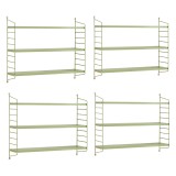 Set 4 buc raft perete Str&auml;ngn&auml;s 50x60x15cm otel verde maslina [en.casa] HausGarden Leisure