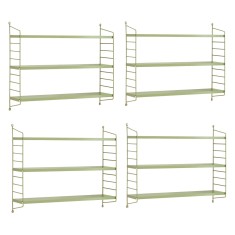 Set 4 buc raft perete Str&amp;auml;ngn&amp;auml;s 50x60x15cm otel verde maslina [en.casa] HausGarden Leisure foto