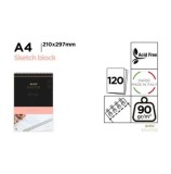 Caiet pentru schite Artix, A4, cu spira, 120 file, 90g/mp