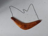 # Bumerang Vintage 1966 - Suvenir Autentic Australia - Artizanat Lemn Pirogravat si Pictat