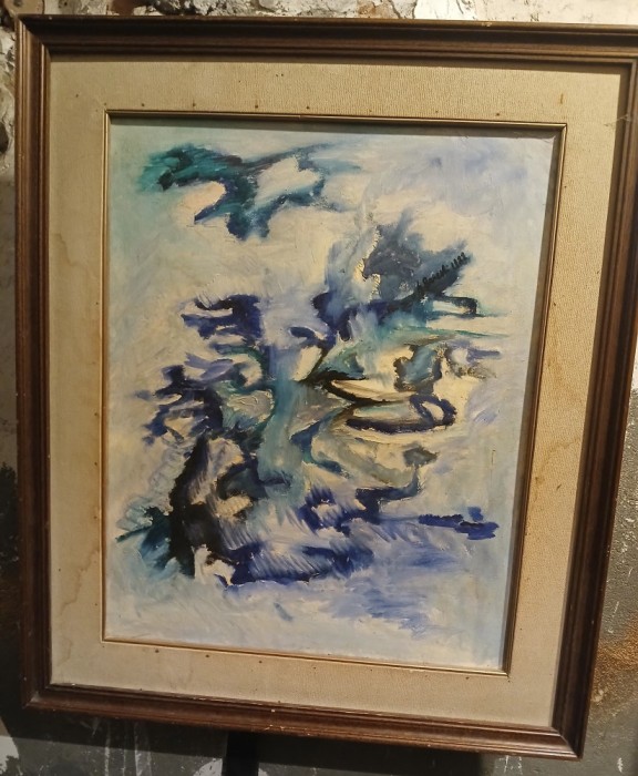 Tablou vechi &icirc;n ulei- Pictură abstractă - Semnat