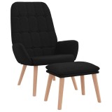 Cumpara ieftin Scaun de relaxare cu taburet, negru, textil