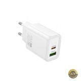 Incarcator Retea HOCO N61 20W 3A 1 x USB-A - 1 x USB-C Alb