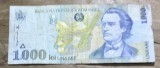 BNKRO05 Bancnota veche 1000 lei 1998 Mihai Eminescu hirtie Romania una mie lei circulata bani vechi colectie numismatica