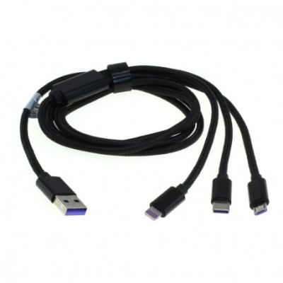 Cablu de date 3in1 USB la Lightning, Type-C, Micro-USB foto