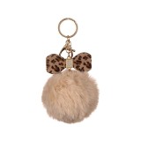 Breloc Pufos Pompon cu funda, 10 cm, Bej, ATU-088723, Oem