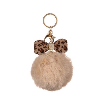 Breloc Pufos Pompon cu funda, 10 cm, Bej, ATU-088723 foto