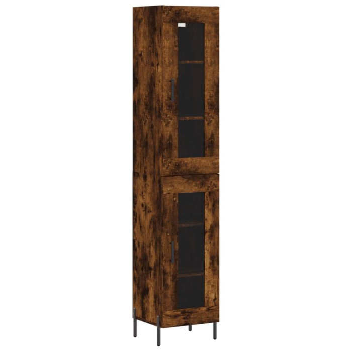 Dulap inalt, stejar fumuriu, 34,5x34x180 cm, lemn prelucrat