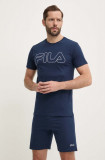 Fila pijamale de bumbac culoarea albastru marin, cu imprimeu, FPS1191