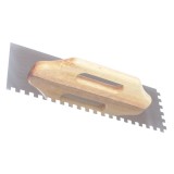 Cumpara ieftin Gletiera inox cu zimti, maner din lemn, 500 x 130 mm