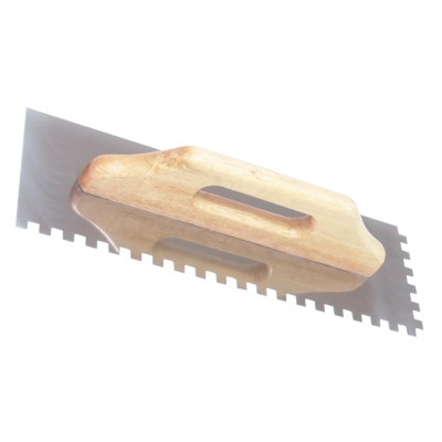 Gletiera inox cu zimti, maner din lemn, 400 x 130 mm foto
