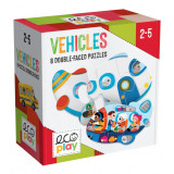 Puzzle educativ - Vehicles, 8 double-faced puzzles | Headu