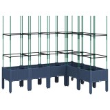 Cumpara ieftin Jardiniera de gradina cu spalier, albastru gri, 160x120x142,5 cm, PP
