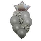 Cumpara ieftin Buchet 9 baloane din latex cu confetti Magic Star Silver
