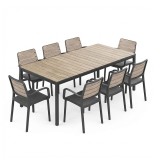 Porto Nova 200 8+1 set mobilier de grădină cu brațe cenușă-grafit